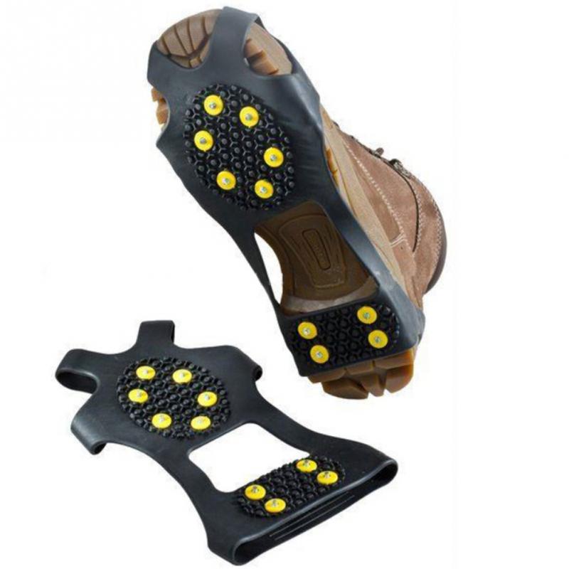 1 Paar Ijs Grips 10 Studs Anti-Slip Sneeuw Ijs Klimmen Schoen Spikes Grips Stijgijzers schoenplaten Overschoenen L0728