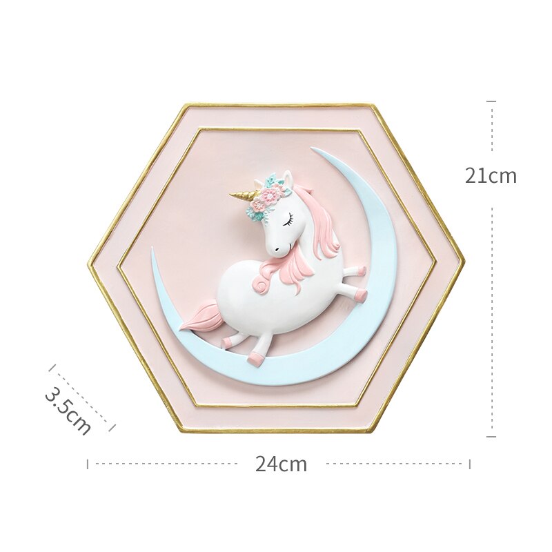 Unicorn väggdekoration vardagsrum bakgrund väggdekor flickarumdekoration babyflickorum dekor djurhuvud: C