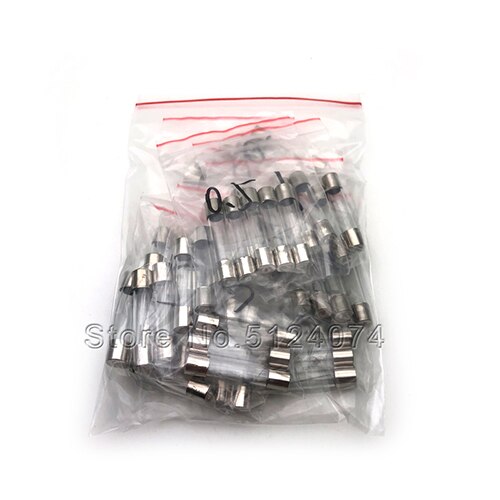 Tube à fusible en verre 250V, lot de 75 pièces, 5x20mm/6x30MM, emballage mixte 3a/5a/8a/10a/15a/20a/30a: 50pcs 5x20 bag