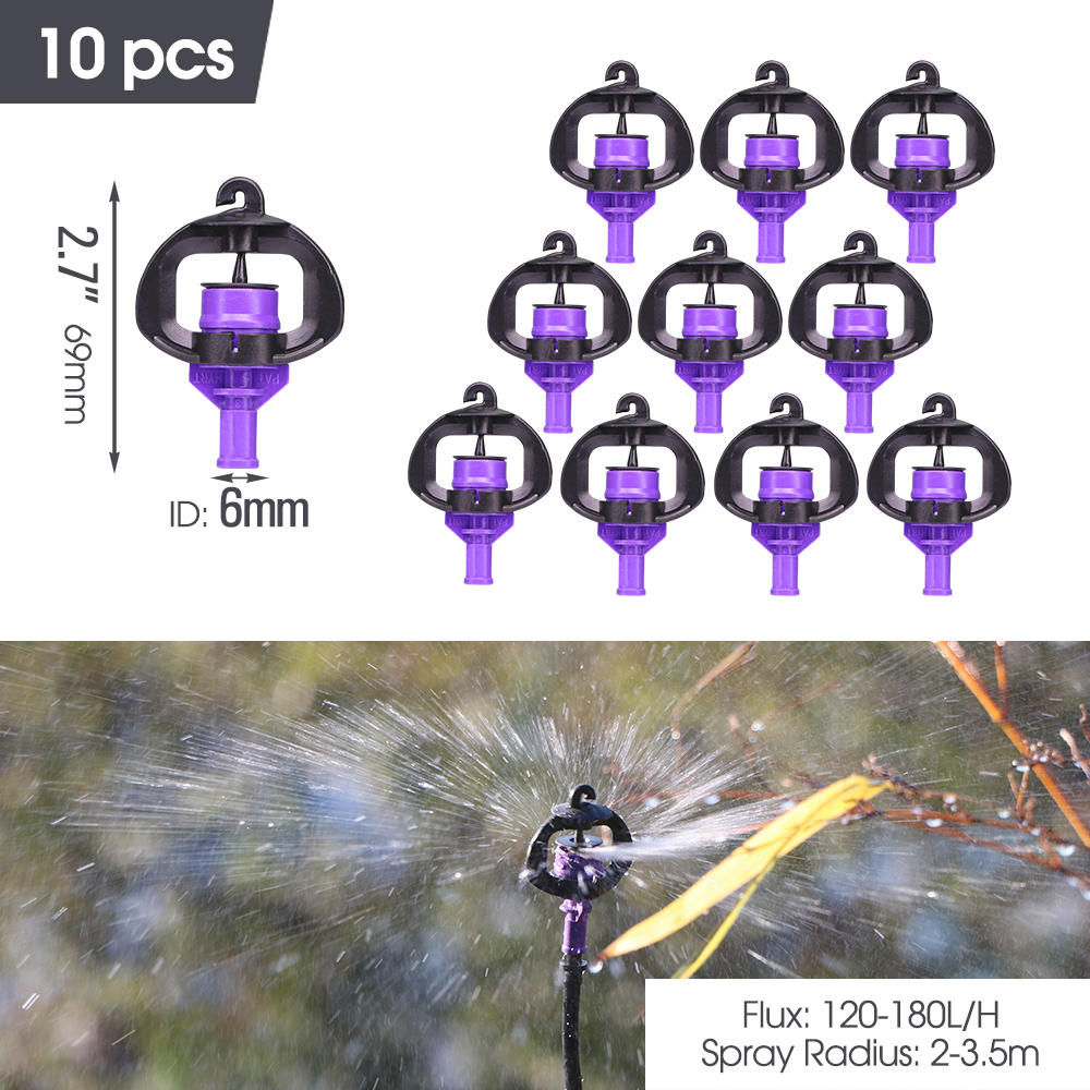 Tuin Micro Irrigatie Sprinklers Voor Gazon Boerderij Kas Water Systeem Mini Sproeiers Jet Automatische Roterende Breking Mondstuk: Black