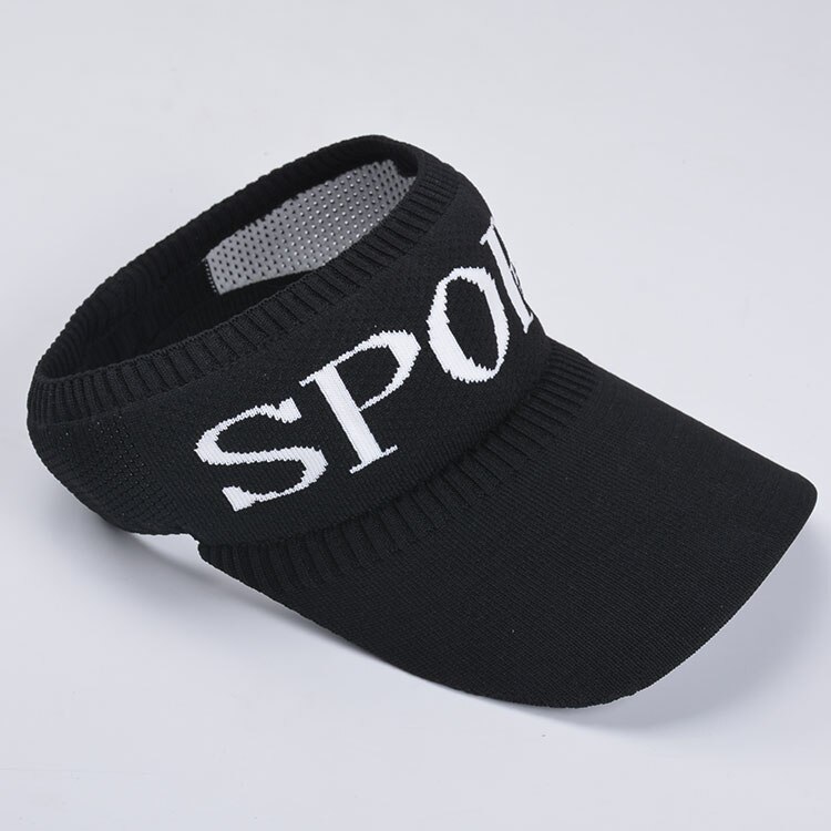 Sommer kvinder baseball kasket tom top strikket hue stor skygge kasket udendørs bysport solbeskyttelse hat sol alfabetisk hat: Sort