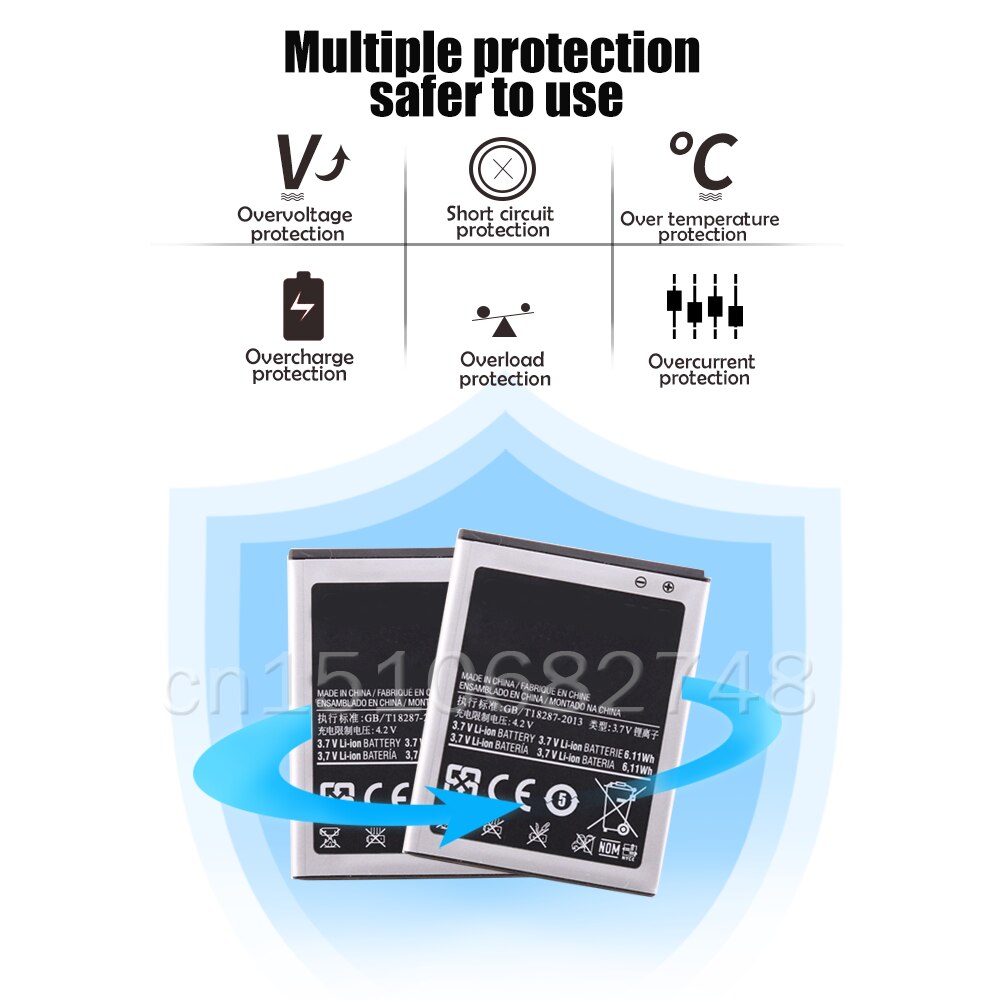 Batterie de remplacement 1650mAh, pour Samsung Galaxy S2 I9100 i9100G I9103 I9050 B9062 I9108 I9103 I777 I9188 B9062, EB-F1A2GBU