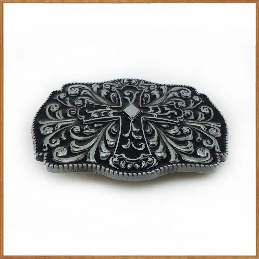 Buckle Club zinc alloy black cross belt buckle pewter finish FP-02889-2 Luxurious cowboy jeans belt buckle