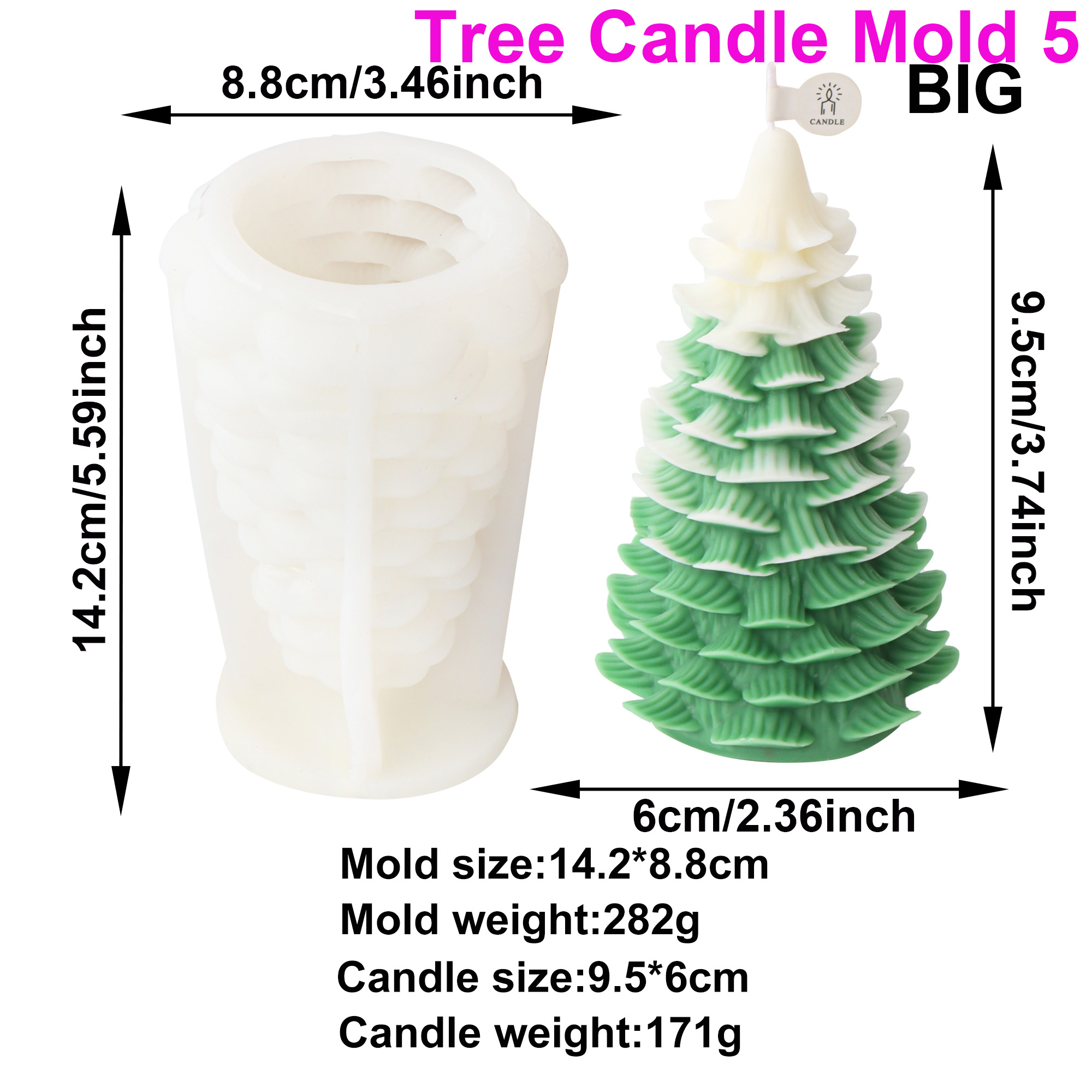 Stampo per candele per albero di Natale Candela di pino fai-da-te Stampo per gesso Stampo in resina di cemento Colata 3D Artigianato per albero di Natale Strumenti per la decorazione della casa: prugna