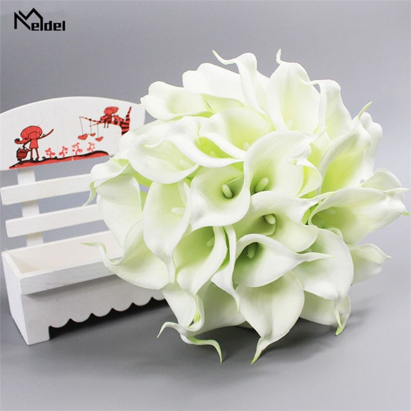 Meldel bryllup buket calla lilje kunstige blomster brude buketter brudepiger brud ægteskab bryllup buket hjem dekoration