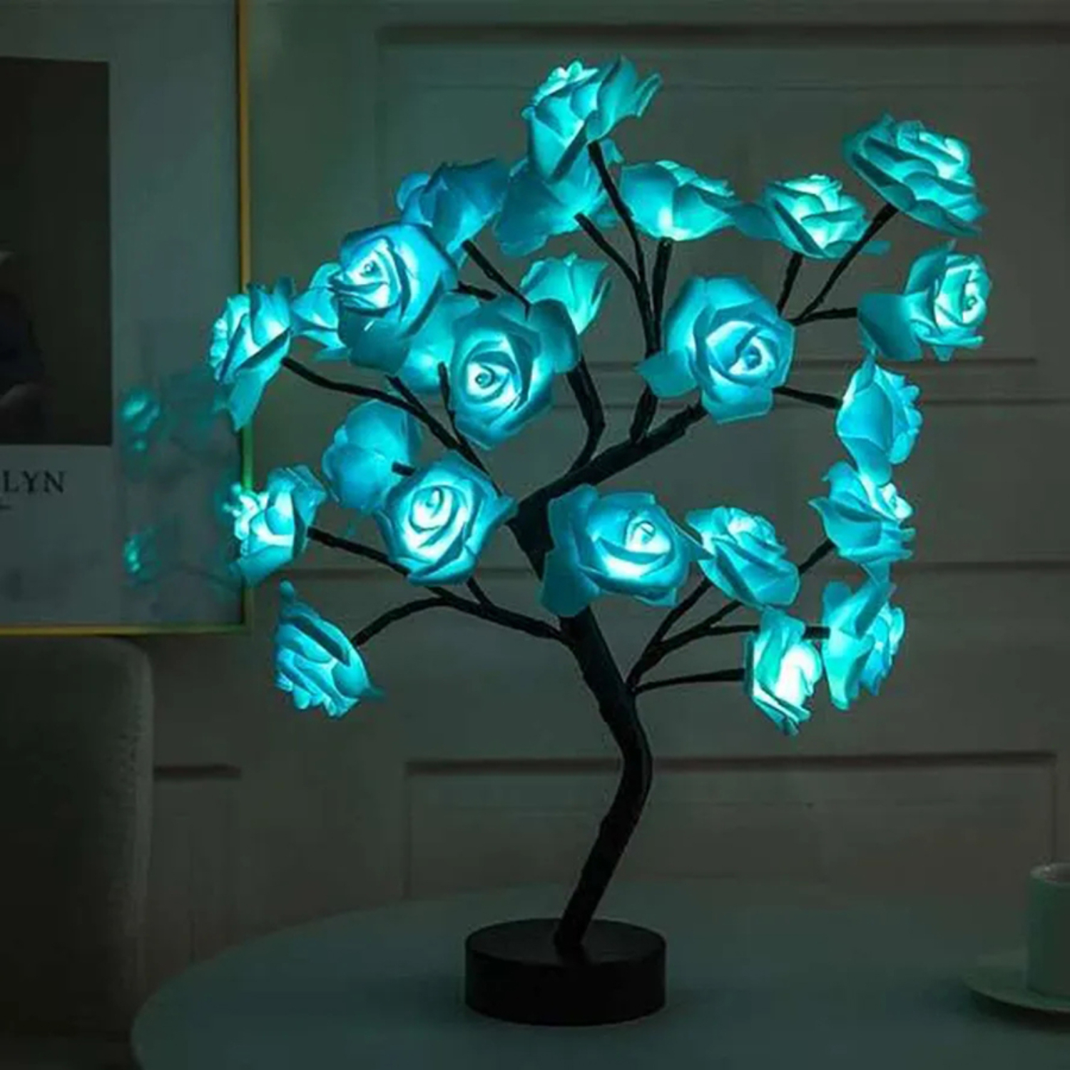 Beautiful, exquisite, and stunning LED Rose Tree Lamp with 24 lights - USB powered flower night light for outdoor events