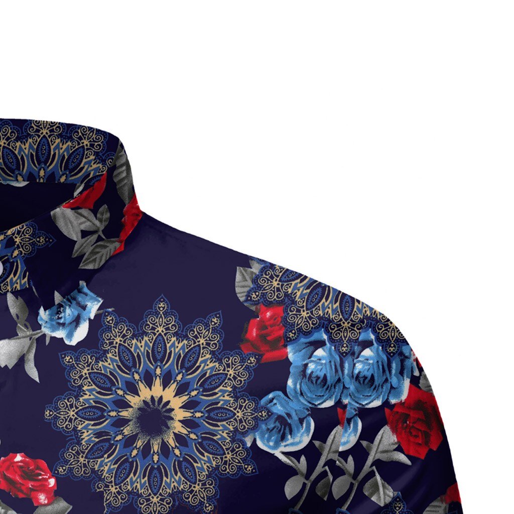 Mænds slim fit skjorter med blomsterprint til mænd kortærmet blomstret skjorte herre basic toppe afslappet plus size skjorter chemise homme #g2