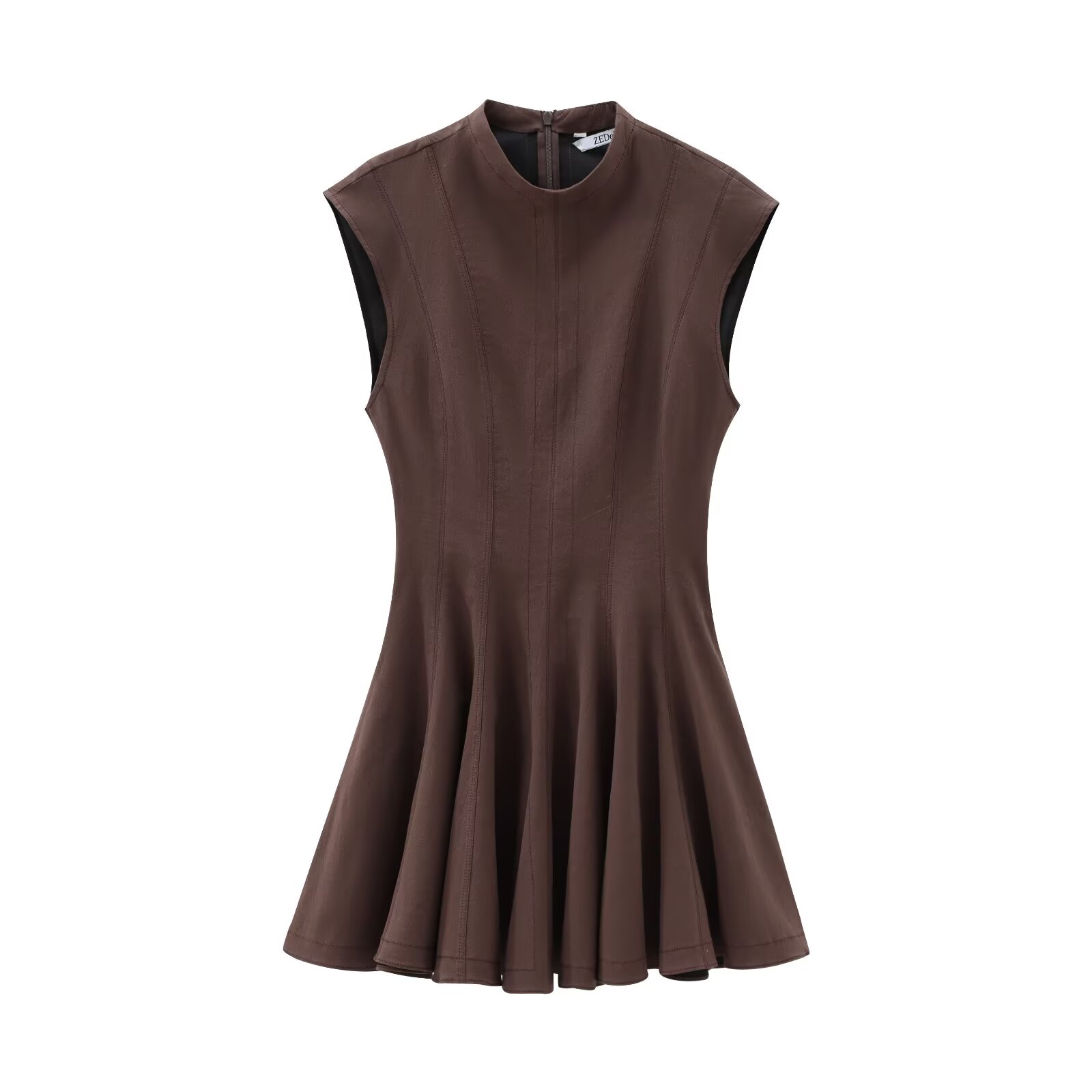 Tangada 2025 Frauen rot A-Linie Kleid ärmellos Damen sexy Kleid PH069: L / Dunkler Braun