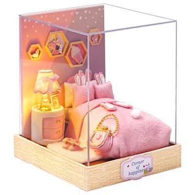 Poppenhuis Houten Diy poppenhuizen Miniatuur Meubels Poppenhuis Kit Casa Muziek Speelgoed voor Kinderen Verjaardag Kerstcadeaus QT27: QT28 With Dust Cover