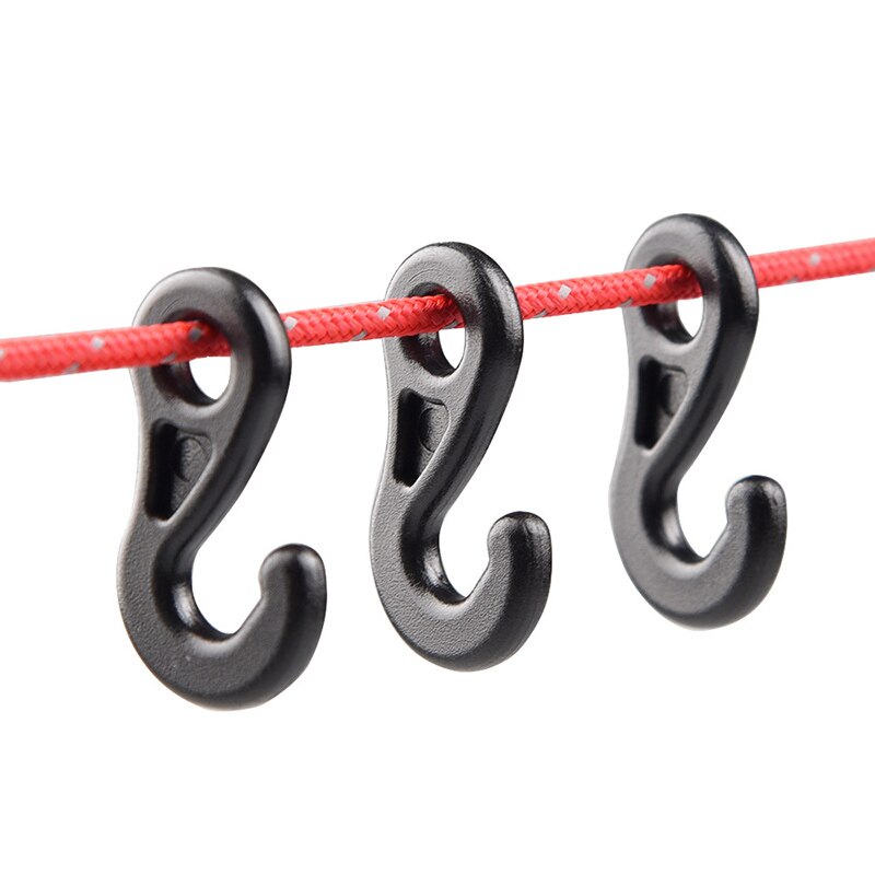 10 Pcs Plastic Shock Backpack Bungee Cord Karabiner Hook Elastic Cord Rope End Buckle Camping Tent Fasten Hanging Tool Accessory