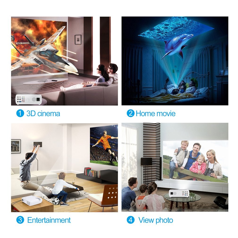 LESHP Video Projector 2600 LM Home Cinema Theater Support 1080P HD 3D with 5.0 Inch LCD TFT Display + Free HDMI BL20