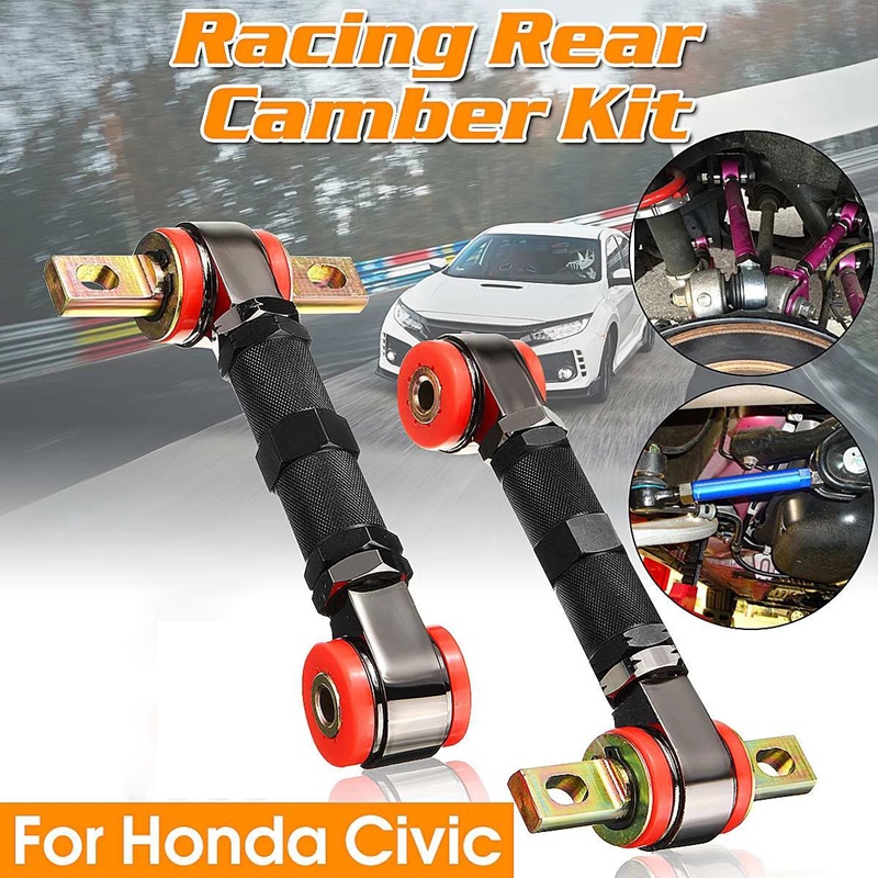Adjustable Car Rear &amp; Suspension Rear Camber Control Arms Kit Angle Camber Arm for Honda Civic CRX Del Sol Acura: black