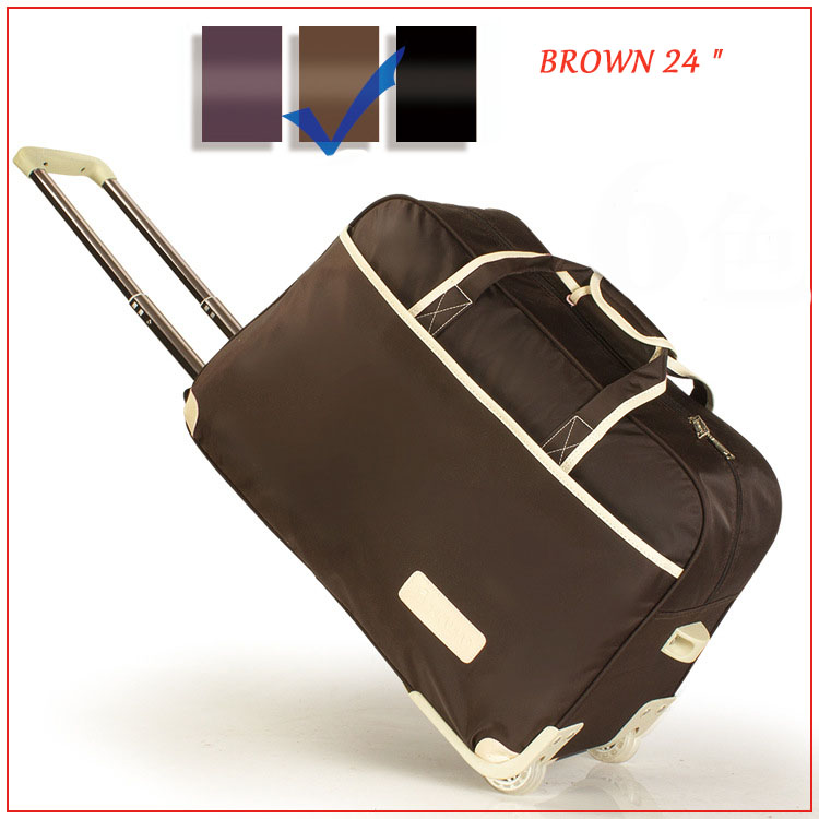 Neue Frauen Trolley Gepäck Roll Koffer Casual Verdickung Roll Fall Reisetasche auf Rädern Gepäck Koffer: Brown 24