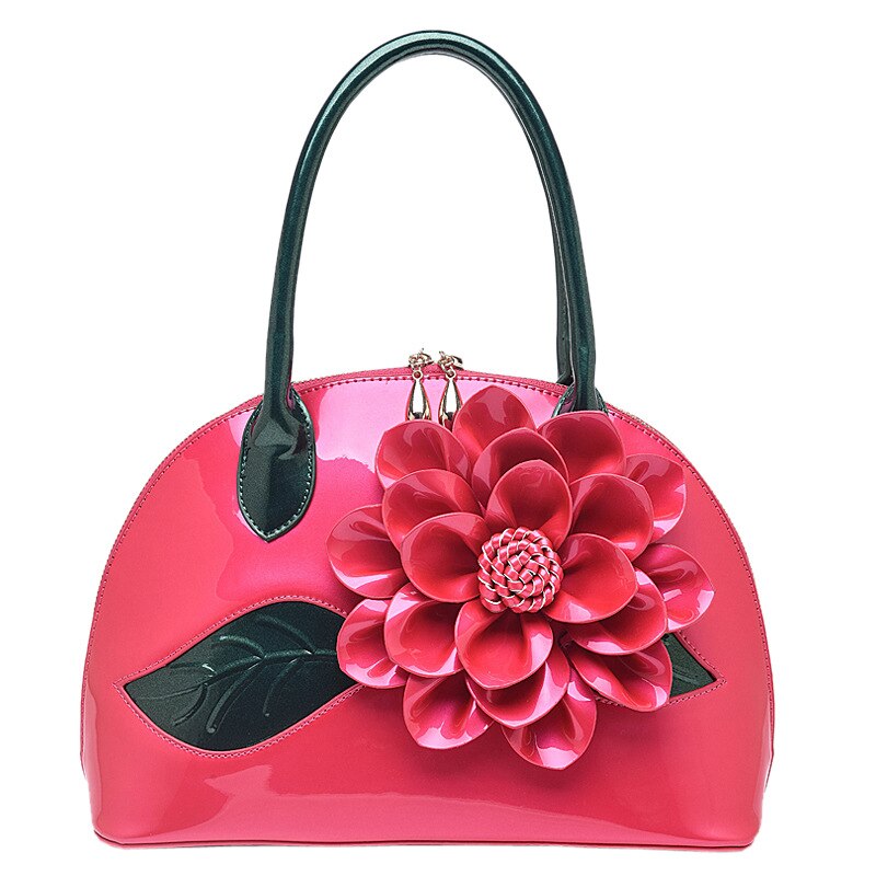 Vrouwen Mode Lakleer Bloemen Shell Tas Tote Nationale Stijl Handtassen Schoudertas Crossbody Tas Jurk Party Club Tas: Hot Pink