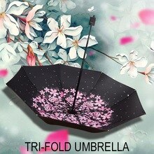 Sakura Draagbare Stofdicht Zonnescherm Paraplu Paraplu Anti-Uv Paraplu Interne Afdrukken Reizen Binnenplaats Outdoor Regenachtige Dag