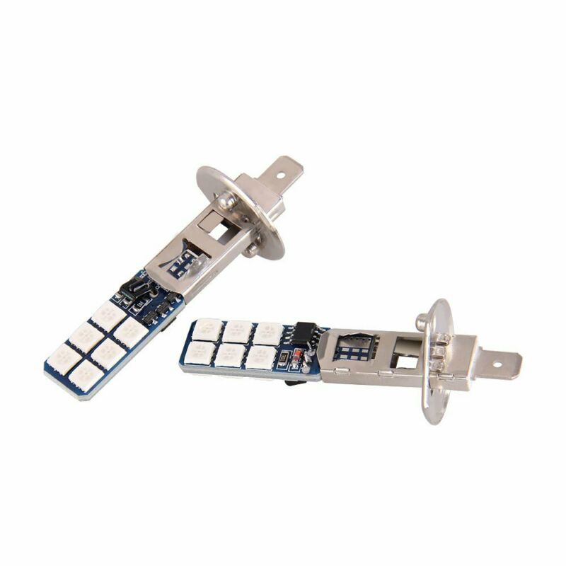 2x h1 12 smd 5050 rgb led -auton ajovalojen sumuvalolamppu + kauko -ohjain 24- -näppäimellä erittäin kirkas