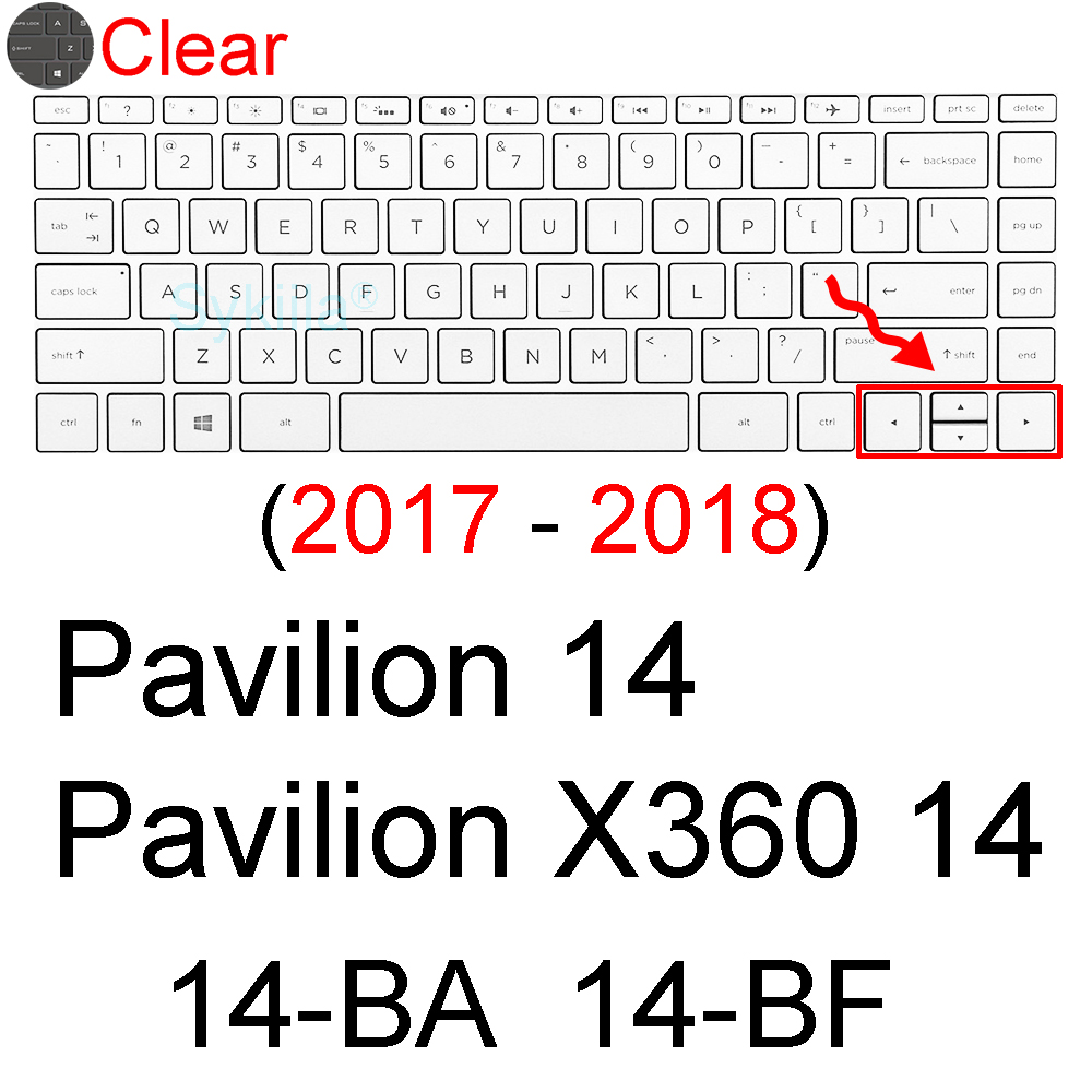 Keyboard Cover for HP Pavilion 14 X360 14t Touch 14t-dv 14t-dw 14t-dy 14-BA 14-BF 14-AB Silicone Protector Skin Case Accessories: Clear 2017-2018