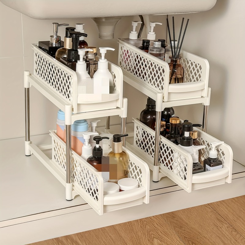 Double Storage Rack Desktop Kitchen Organizer Bathroom Supply Bathroom Shelf Seasoning Racks Convenient Kitchen