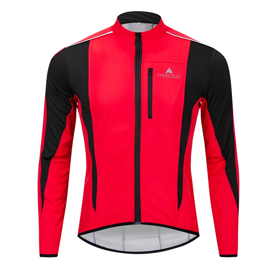 Black Windproof Cycling Jacket Men Winter Thermal Fleece Windbreaker Warm Mountain Bike Jackets Waterproof Reflective Coat: Red / XXXL