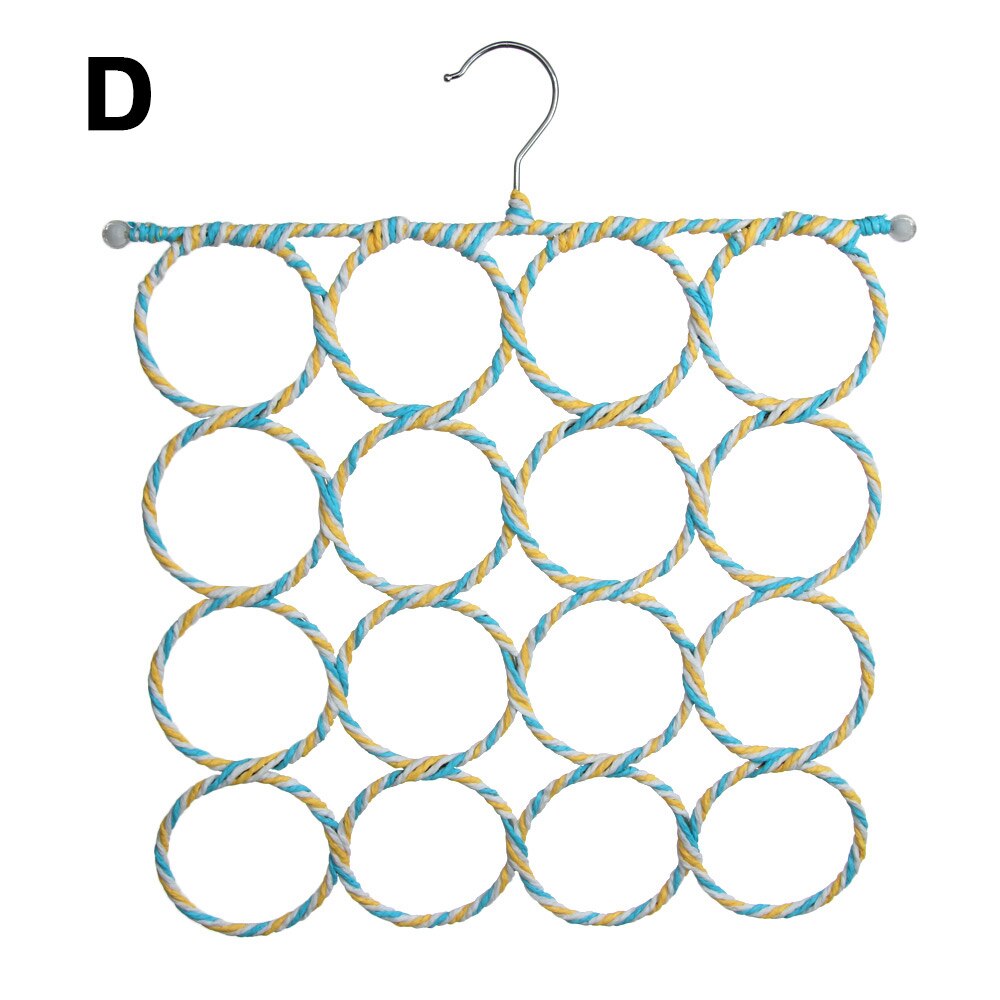 1PC Portable Multi Purpose Rattan Circle Circle Shape Scarf Hanger Tie Clothes Rack Storage Racks Space Saving Closet Organizer: D
