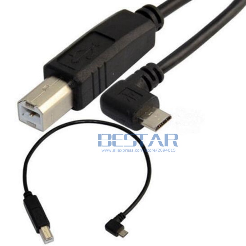 25 cm USB 2.0 standaard B Mannelijke naar USB Micro 5 pin 5pin mannelijke Haaks 90 graden datakabel voor tablet HUB hard disk printer