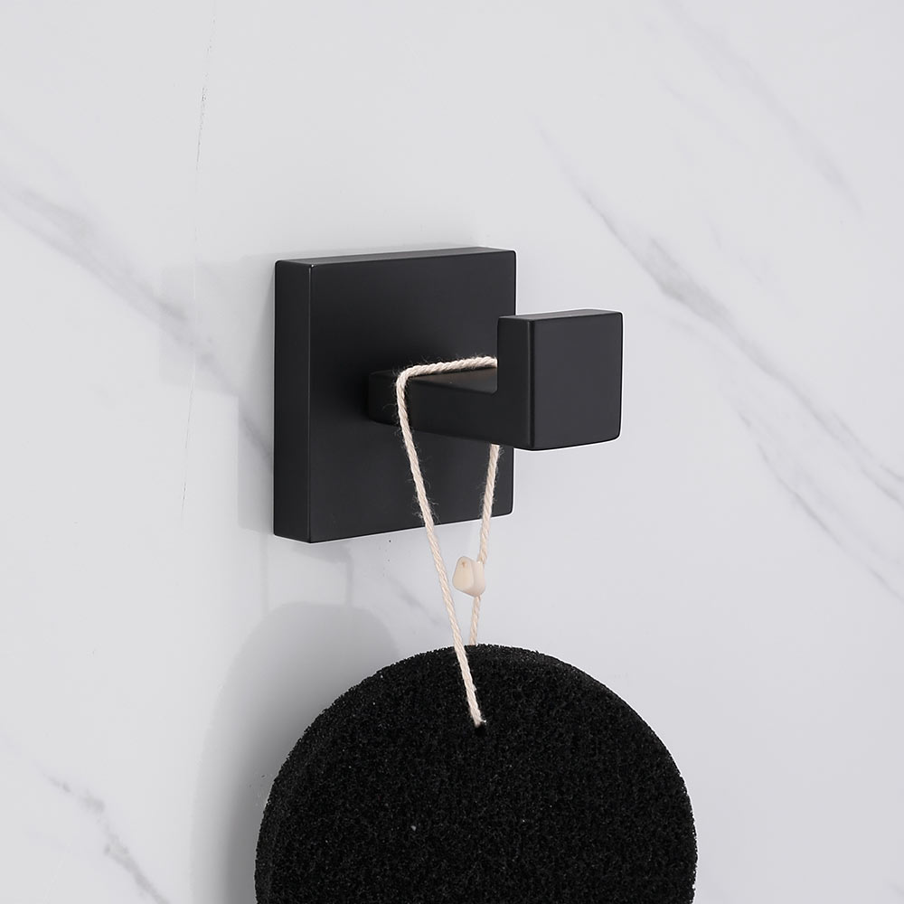 Accesorios de baño de acero inoxidable negro mate, conjunto de ganchos para bata, toallero, toallero y soporte para papel higiénico