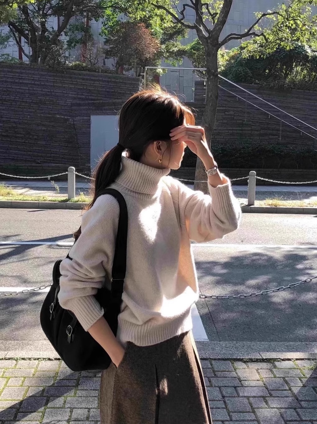 Høst/vinter polokrage 100%  kasjmirgenser dame løs genser pullover strikket tykk ullgenser