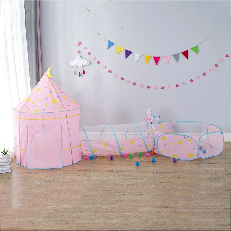 Draagbare 3 In1 Baby Tent Kid Kruipen Tunnel Spelen Tent Huis Bal Pit Pool Tent Voor Kinderen Speelgoed Bal Zwembad oceaan Bal Houder Set