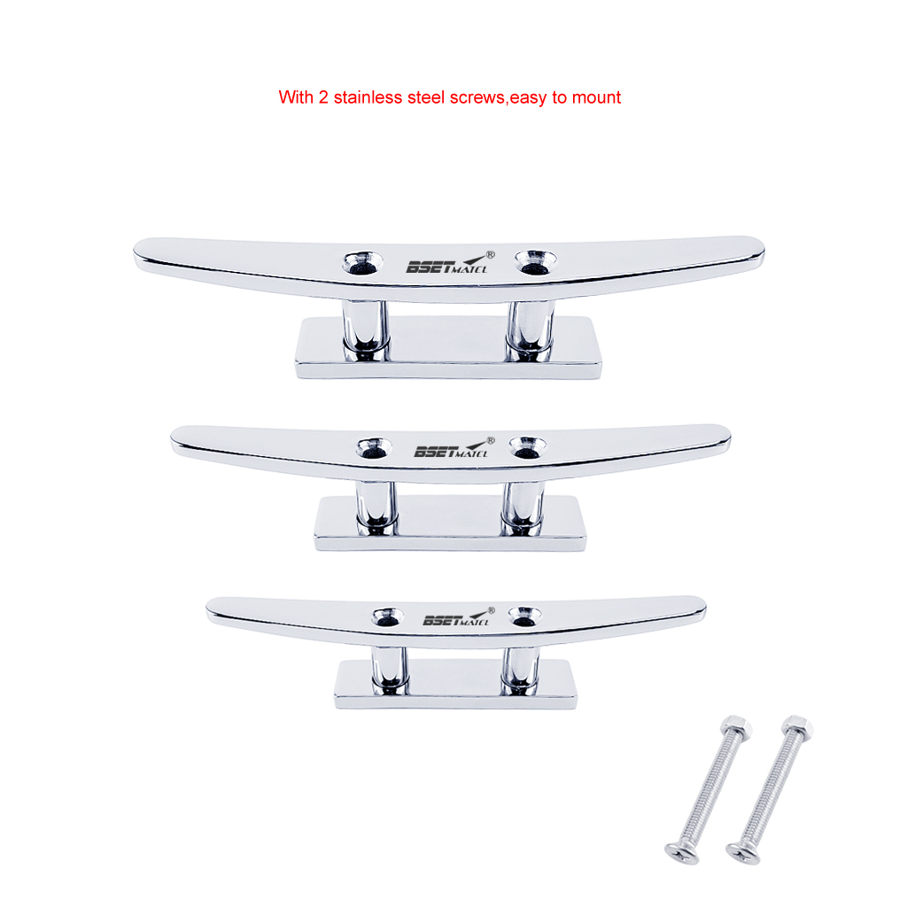 Stainless Steel 316 Low Flat Cleat Boat Cleats Deck Rope Cleat Mooring Dock Cleat Marine Hardware Yacht Accessories Lock bolt