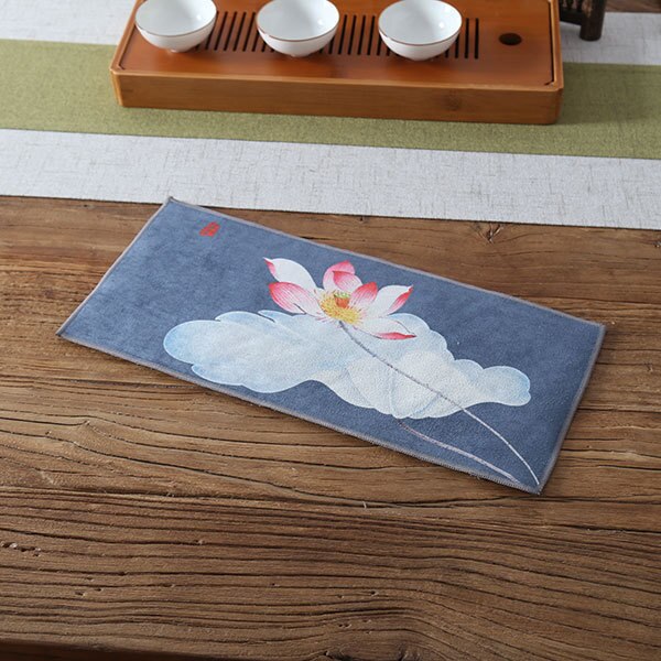 Toalla de té china de , Trapos de mesa de té de felpa gruesa absorbente, esteras de té de Kung Fu chino, toallas de olla de: Lotus