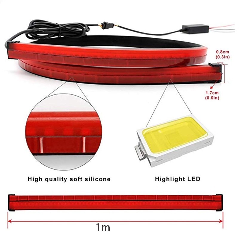 1 set Universal 100cm Flexible LED High Mount Stop Car Turn Drive Rear Tail Warning Auto Waterproof Red Stop Lamp Car Style