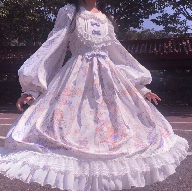 Vestido gótico de Lolita Harajuku para mujer, urbana, vestido cruzado para Cosplay, estilo japonés suave, estrella, tul, chica: white / M