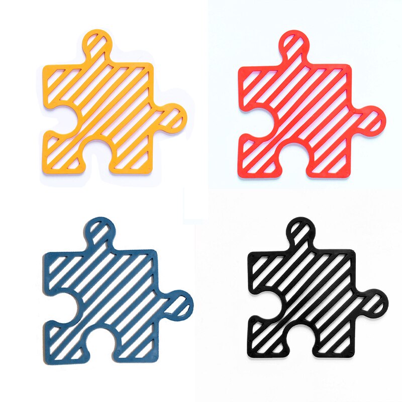 Puzzel Creatieve Siliconen Coaster,4-Kleur Diy Splic Antislip Hittebestendig -Schoon Leuke Placemat, home Kitchen Bar Tafel Matten.: Coaster E