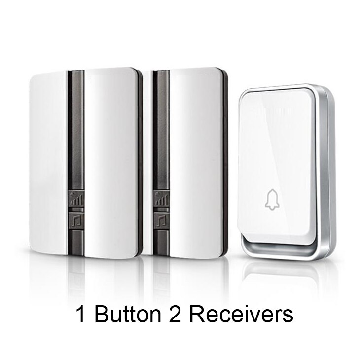 Wireless Doorbell Waterproof Self-powered Smart Door Bell Home No Battery Required Cordless Ring Dong Chime timbre calling: 1 button 2 receivers / AU Plug
