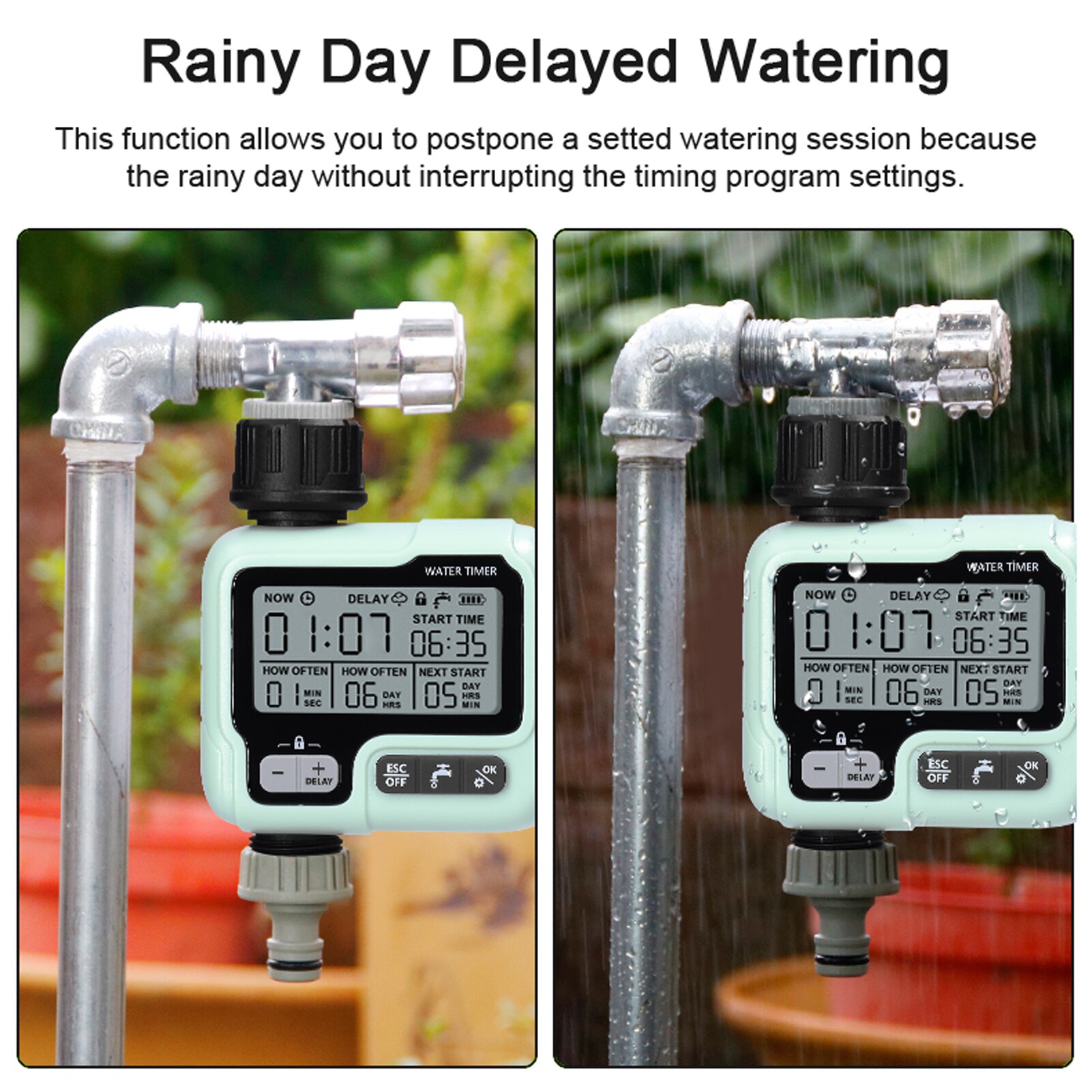 Watering Timer Automatic Irrigator Controller Home Garden Delayed Watering Automatic Drip Irrigation System IPX5 Waterproof