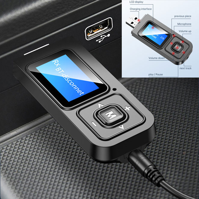 BT12 Wireless Bluetooth 5.0 Receiver Transmitter Digital Display Adapter For PC TV Car Accessories For Wireless Adapter TXTB1