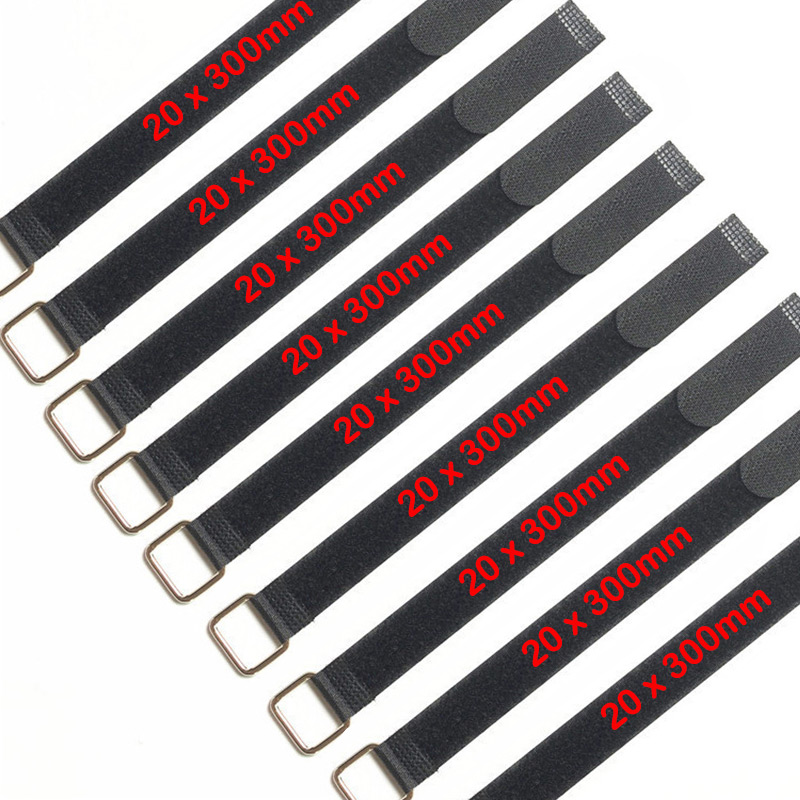50 st/lot omvänt spänne kardborreband självhäftande tejp buntbälte nylontejp krokögla fäste magic tape kardborreband självhäftande: Svart 20 x 300mm