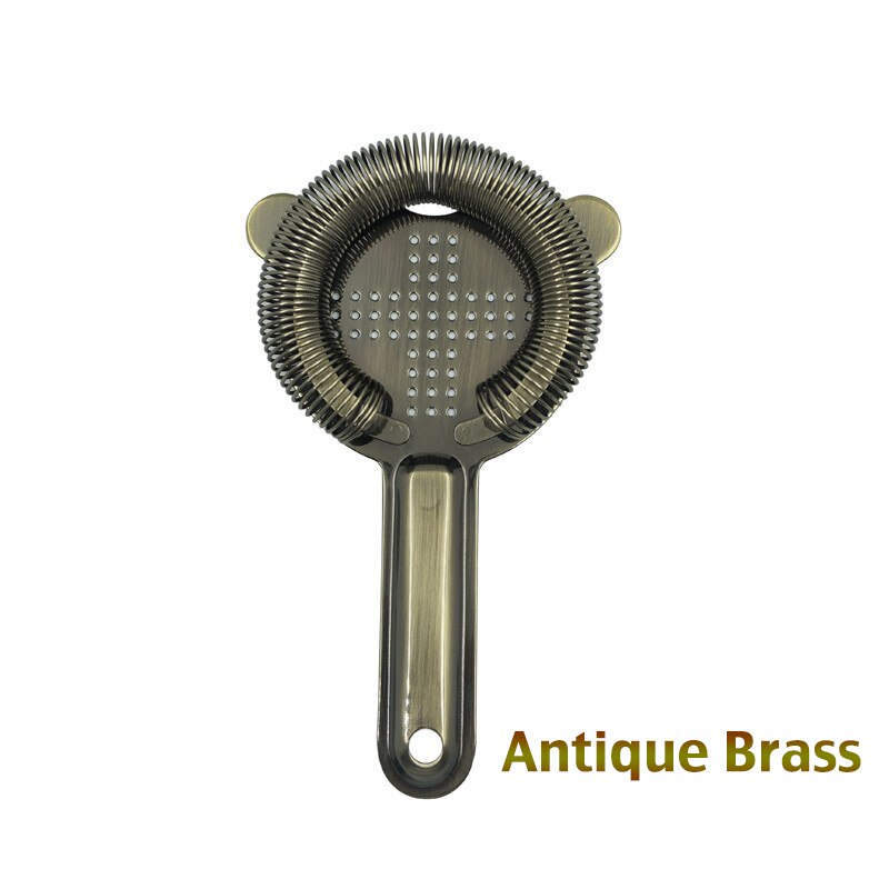 Colador de barra de acero inoxidable, colador Hawthorne, artículos de Bar, colador de cóctel con 2 puntas estabilizadoras: Antique Brass