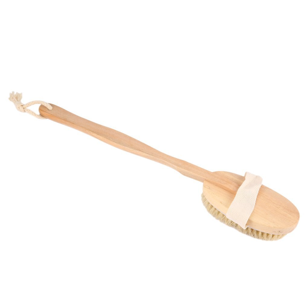 Natural Long Handled Wooden Body Brush Massager Wood Bath Shower Back Scrubber Skin Cleaning Brush For Back Cleaning Helper