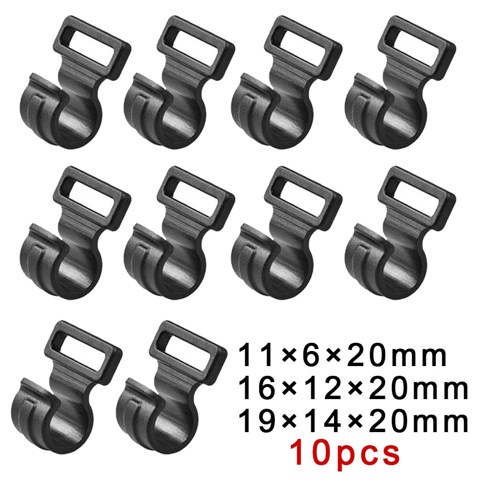 10 st 20mm tältkrokar camping husvagn förtält tältstång plast inner c clips s/m/l bärbar tältstång fäst krok