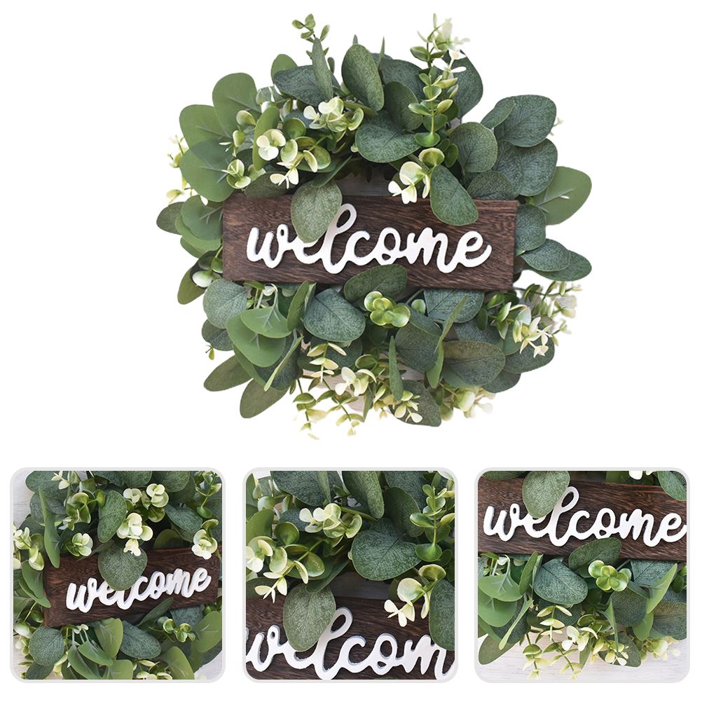 Welkom Teken Krans Kunstmatige Simulatie Leaf Krans Deur Decoratie Hanger Opknoping Slingers
