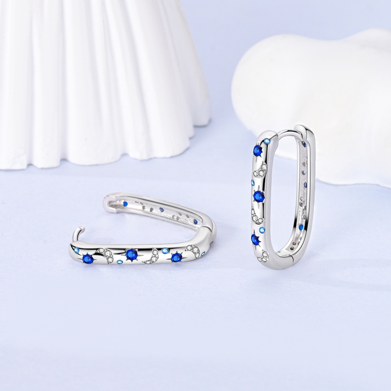 925 Sterling Silver Zirconium Hoop Earrings For Women Jewelry Anniversary Wedding Making Jewelry