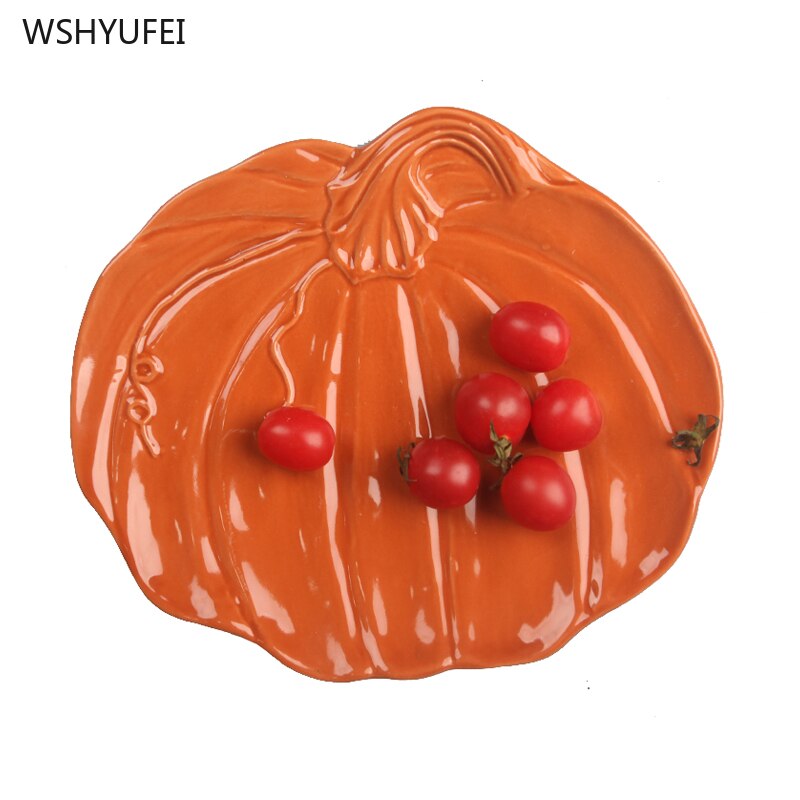 1Pcs ceramic plate Halloween party picnic supplies irregular pumpkin shape steak salad dessert cake storage tray