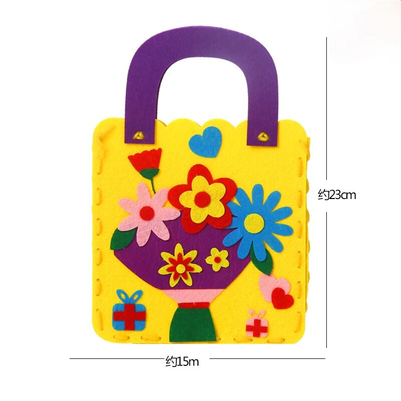 Bolsa de tela con dibujos animados para niños, bolso de mano para guardería, hecho a mano, Material de producción , paquete artesanal