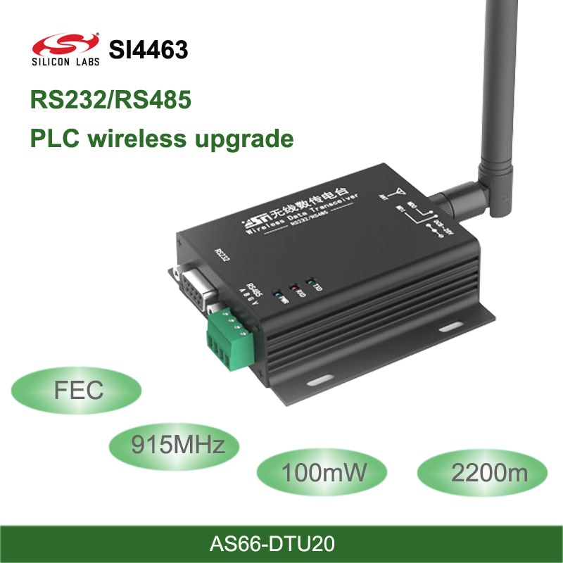 RS485 RS232 Interfaccia SI4463 915MHz wireless DTU Modulo Ricetrasmettitore 2.2km FEC Wireless uhf 915Mhz rf Trasmettitore e ricevitore