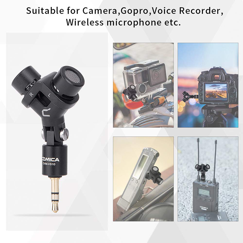 COMICA CVM-VS10 Mini XY Cardioide Microfono Stereo per la Macchina Fotografica Gopro Smartphone Mic per la Registrazione Video ((3.5 millimetri TRS)