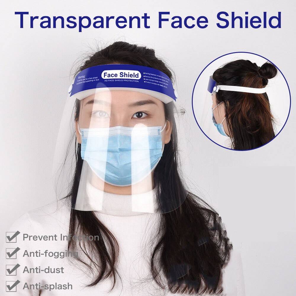 Veiligheid Faceshield Clear Full Face Cover Beschermende Anti-Fog Stofdicht Anti-Splash Pet Verstelbare Gezicht Ogen sheild Cover