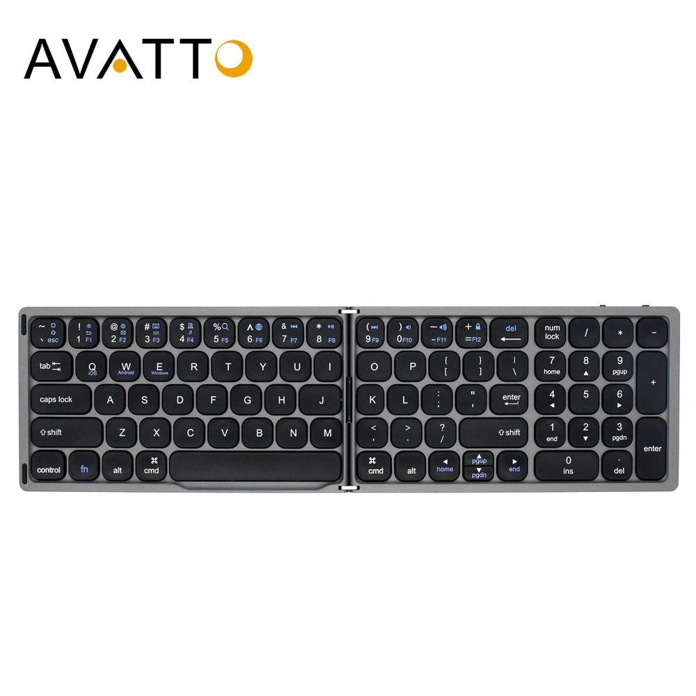 Avatto FK328 Draagbare Mini Folding Wireless Bluetooth Keyboard Met Numeriek Toetsenbord Voor Windows ,Android, Ios Tablet Ipad Telefoon