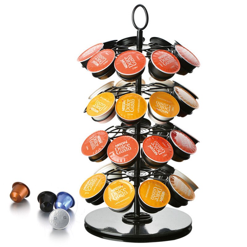 Practical Coffee Capsules Holder Rack Rotary Capsule Tower Stand For Nespresso/Dolce Gusto/K-Cup Coffee Capsules