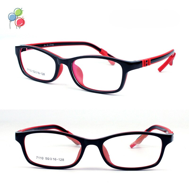 Eyeoomu børnebriller  tr90 silikone optiske briller med gummihylster sport børn nærsynethed dreng hypermetropi pige sammenfoldeligt stel: Sort rød